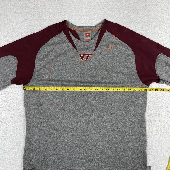 Virginia Tech Hokies Shirt Mens Large Gray Nike Team VT Football Basketball Tee - Picture 12 of 16